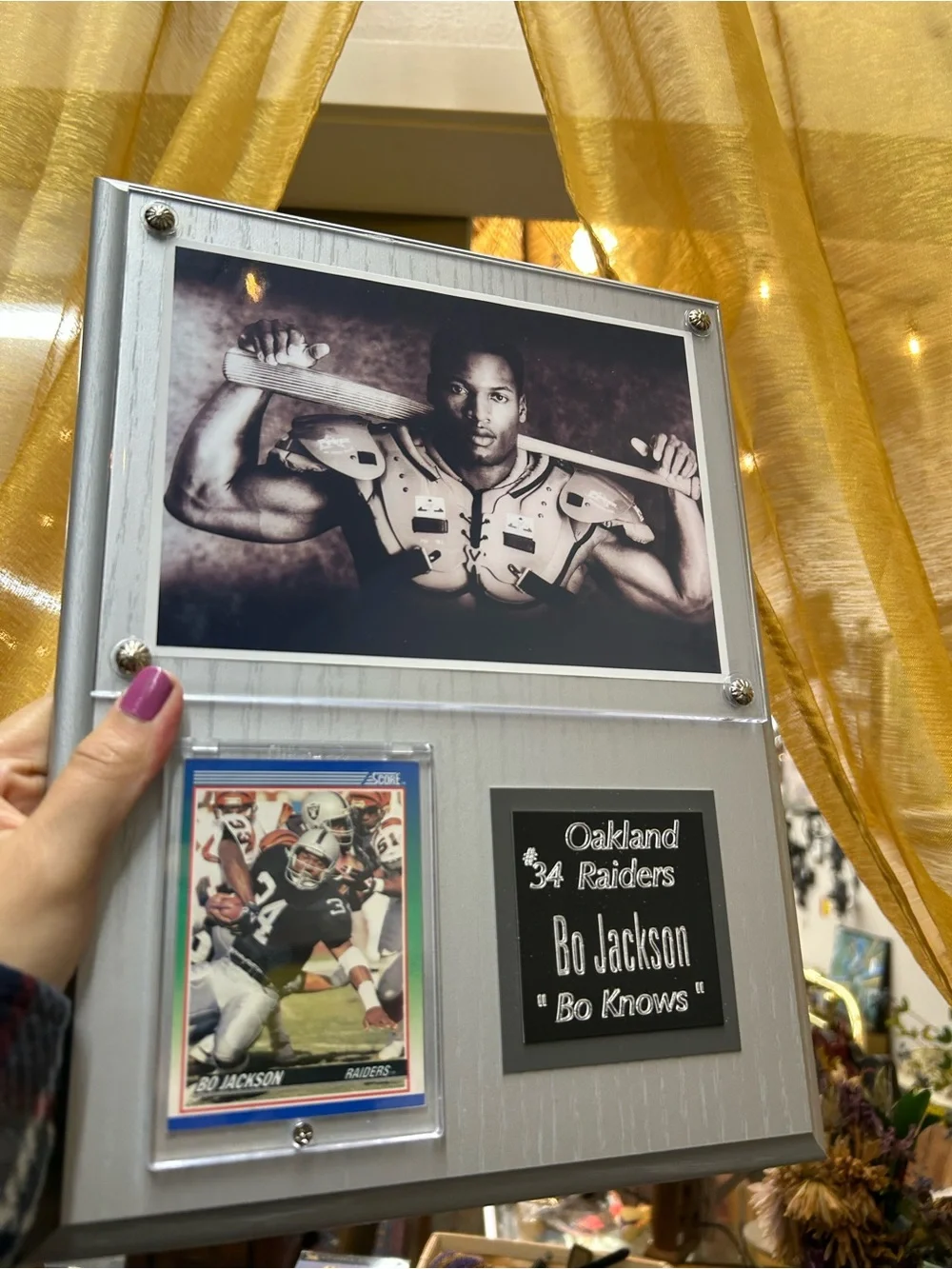 custom plaque photo of multi-sport star Bo Jackson wall art bar man cave decor